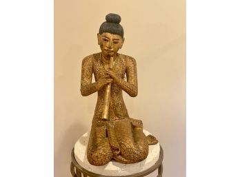 Vintage Cambodian (Khymer) Sculpture -Flautist