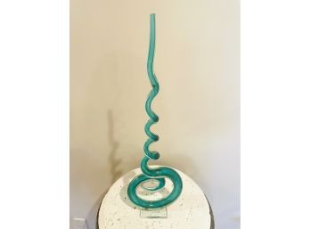 Contemporary Modern Murano Style Glass Sculpture With Lucite Base