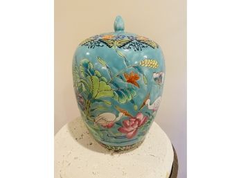 Vintage Chinese Covered Ginger Jar -Butterfly Design-  With Markings!