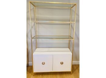 Exceptional High-Quality Polished Brass & Glass Open Etagere -Bookcase 1 Of 2