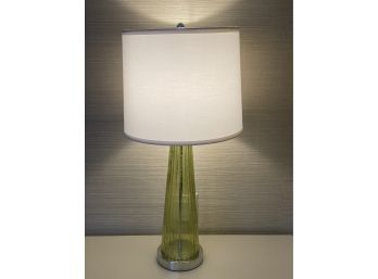 Contemporary Modern Sculpture Green Glass  Table Lamp With Shade  1 Of 2