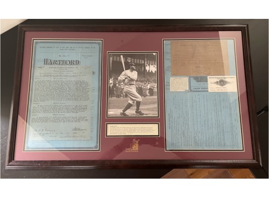 The Hartford ' Babe Ruth' Historical Memorabilia Framed In Three Sections-George Herman Ruth !