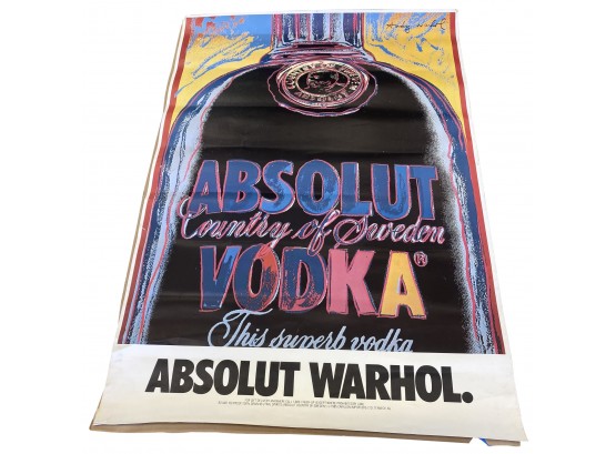 Scarce 1985 'ANDY  Warhol ' -Absolute Vodka- Double Sided Bus Shelter Signed In Plate Oversized Poster!