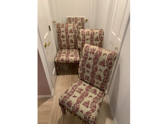 Decorator Tall Back Side Chairs W/ Designer Fabric