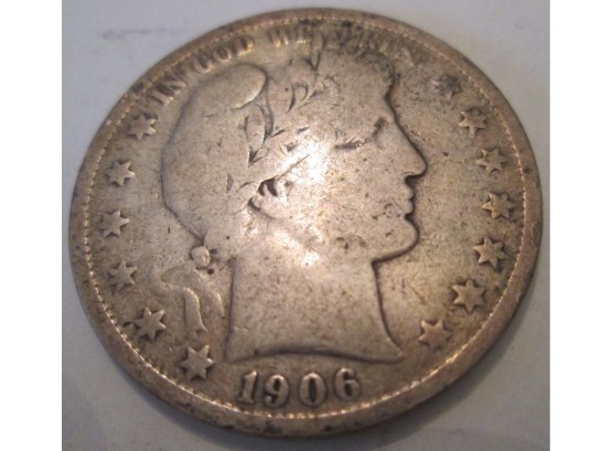 1906-S Authentic BARBER Half Dollar $.50 United States