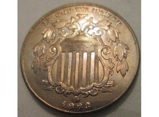 1883 Authentic SHIELD NICKEL $.05 United States