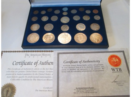 27 COIN SET Authentic United States TYPE COINS MORGAN PEACE BARBER FRANKLIN, Etc