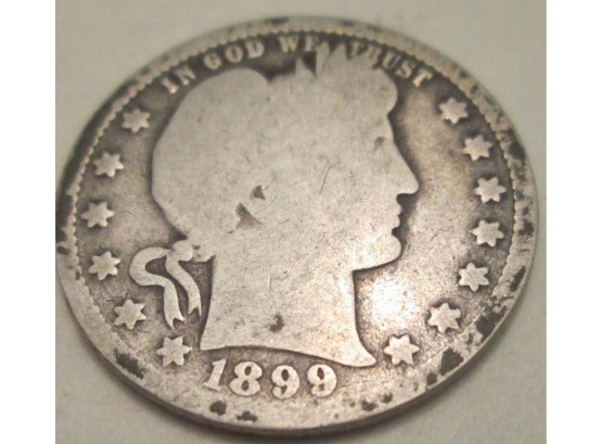1899 Authentic BARBER Quarter $.25 United States