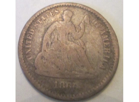 1860 Authentic SEATED LIBERTY HALF Dime $.05 United States