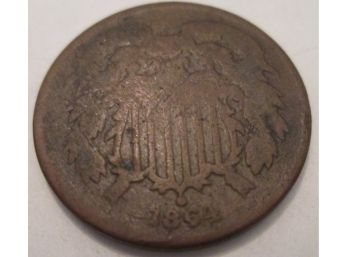 1864 Authentic SHIELD TWO CENT $.02 United States