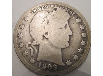 1909-D Authentic BARBER Quarter $.25 United States