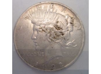 1922 Authentic PEACE SILVER DOLLAR $1.00 United States