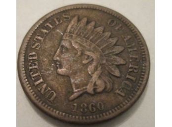 1860 Authentic INDIAN HEAD CENT $.01 United States