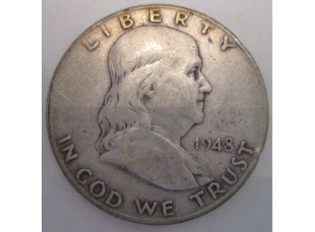 1948 Authentic BENJAMIN FRANKLIN Half Dollar $.50 United States