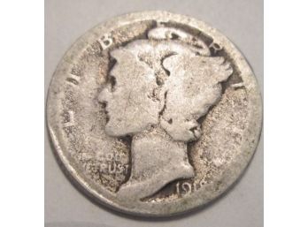 1918-D Authentic MERCURY DIME $.10 United States