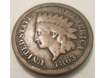 1863 Authentic INDIAN HEAD CENT $.01 United States