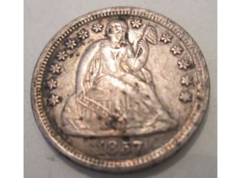 1857 Authentic SEATED LIBERTY Dime $.10 United States