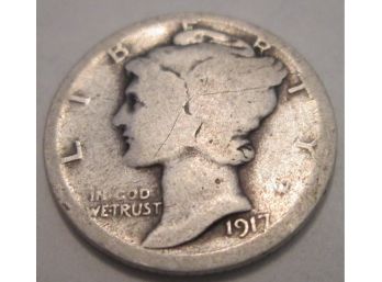 1917 Authentic MERCURY DIME $.10 United States