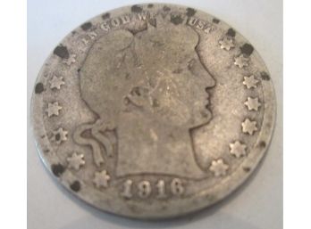 1916-D Authentic BARBER Quarter $.25 United States