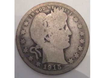 1915-D Authentic BARBER Quarter $.25 United States