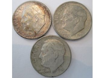 SET 3 COINS: 1948P, 1948D & 1948S Authentic ROOSEVELT DIMES $.10 United States