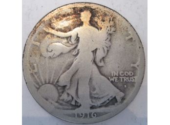 1916 S OBVERSE Authentic WALKING LIBERTY Half Dollar $.50 United States
