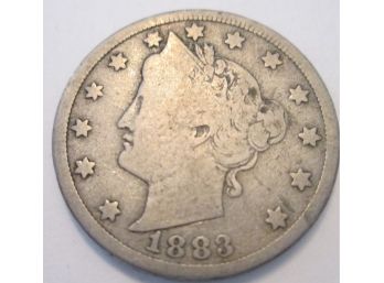 1883 RARE 'no CENTS' Authentic LIBERTY NICKEL $.05 United States