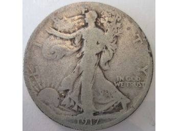 1917 S REVERSE Authentic WALKING LIBERTY SILVER Half Dollar $.50 United States