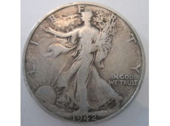 1942S Authentic WALKING LIBERTY Half Dollar $.50 United States