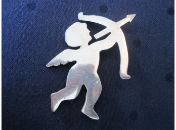 Vintage CUPID CHERUB BROOCH PIN, STERLING .925 SILVER Made In MEXICO