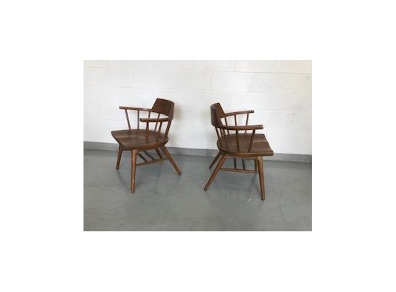 Vintage 'GUNLOCKE CHAIR COMPANY' MATCHED PAIR OF CAPTAINS CHAIRS