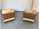 VINTAGE EUROPEAN MATCHED PAIR PANEL BACK & LEATHER LOUNGE  CHAIRS-SCARCE FIND