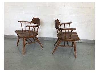 Vintage 'GUNLOCKE CHAIR COMPANY' MATCHED PAIR OF CAPTAINS CHAIRS