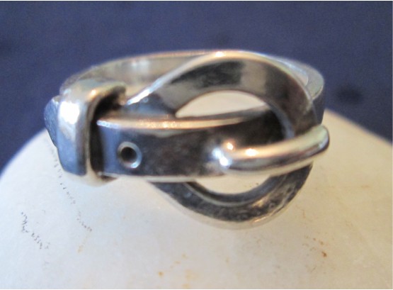 Vintage BUCKLE RING, STERLING .925 Silver Frame, Made In MEXICO, Size 6