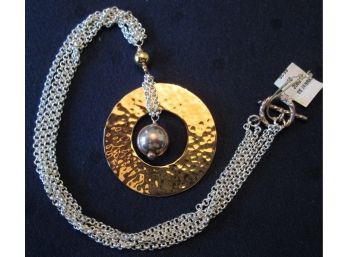 Vintage JRI DISC NECKLACE, STERLING .925 SILVER,  Multi Chain & Ball Detail
