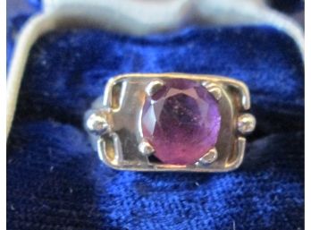Vintage TAXCO PURPLE RING, STERLING .925 Silver Frame, Made In MEXICO, Size 6.25