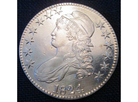1824 Authentic BUST Half Dollar SILVER $.50 United States