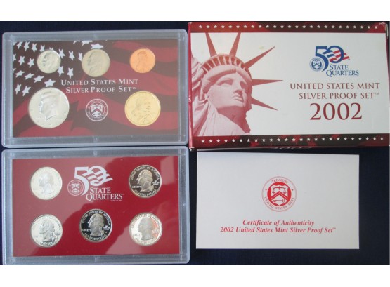 SET 10 COINS! 2002S Authentic SILVER PROOF SET Uncirculated United States