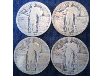 SET 4 COINS! 1927P, 1928P, 1929P & 1930P Authentic STANDING LIBERTY SILVER Quarters $.25 United States