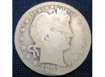 1895P Authentic BARBER Quarter Dollar SILVER $.25 United States