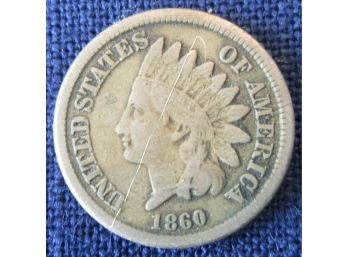 1860P Authentic INDIAN HEAD CENT $.01 United States