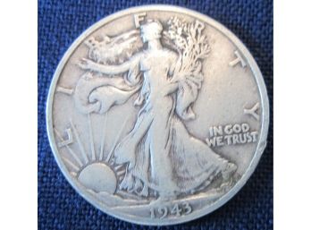 1943D Authentic WALKING LIBERTY SILVER Half Dollar $.50 United States