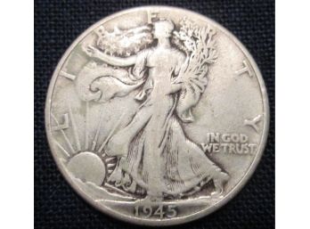 1945P Authentic WALKING LIBERTY SILVER Half Dollar $.50 United States