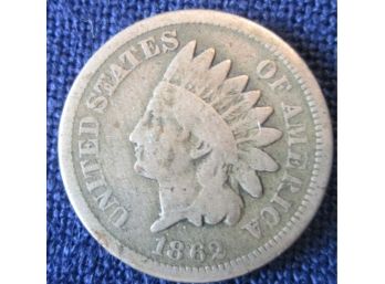 1862P Authentic INDIAN HEAD CENT $.01 United States