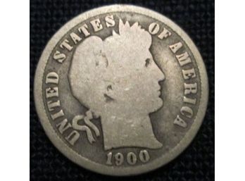 1900S Authentic BARBER DIME SILVER $.10 United States