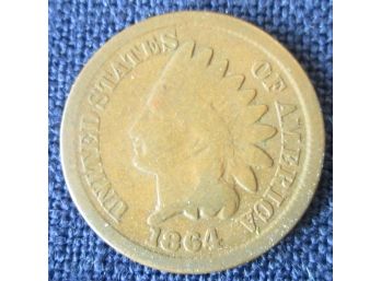 1864P Authentic INDIAN HEAD CENT $.01 United States