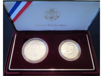2 COIN SET! Authentic 1998S KENNEDY COLLECTOR SILVER Dollar $1.00 & HALF .50 United States