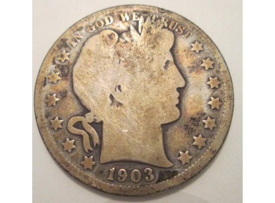 1903O Authentic BARBER SILVER Half Dollar $.50 United States