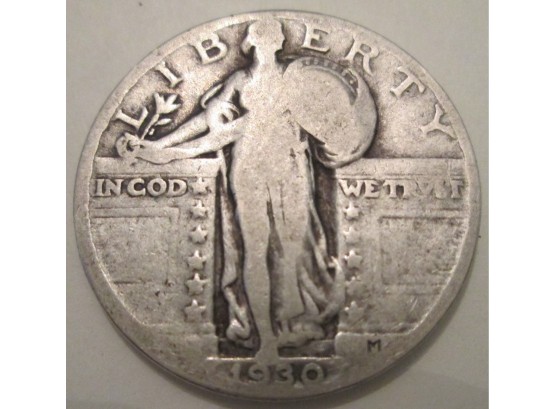 1930P Authentic STANDING LIBERTY SILVER Quarter $.25 United States