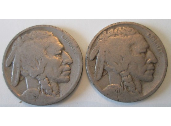 SET 2 COINS! 1919P & 1920P Authentic BUFFALO NICKELS $.05 United States